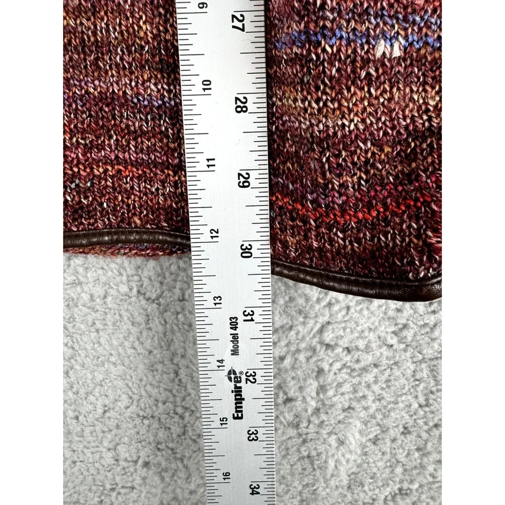 Chelsea & Violet Cardigan Sweater Womens Small Brown Space Dye Faux Leather Trim